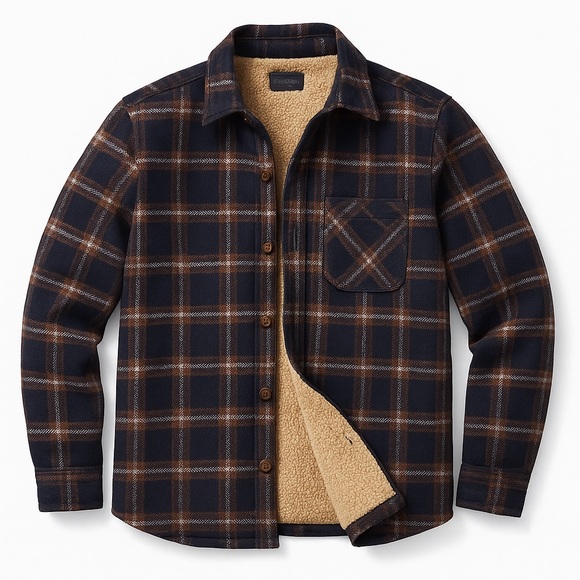 Weatherproof Other - Weatherproof Navy and Brown Plaid Shirt Jacket